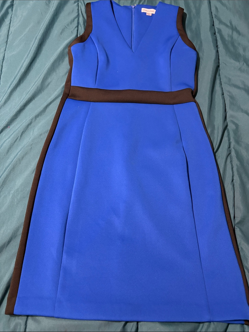 Calvin Klein Royal Blue Sheath Dress with Black Trim - size 10